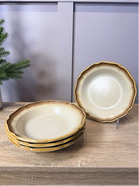 Set of 4 Mikasa Whole Wheat E8000 Soup Cereal Bowls 8.5" Vintage Stoneware Japan
